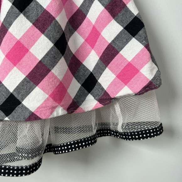 Rare Editions Dress Pink and Black Plaid Ballet Ballerina Ribbon Rhinestones 6 - Picture 5 of 7